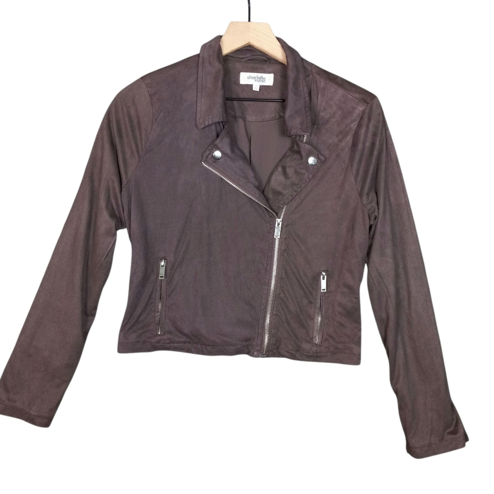 Charlotte Russe dark brown lightweight faux leather jacket size medium